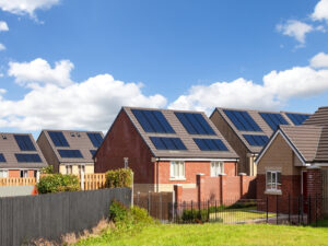 Solar panels installed on the roof of a residential house.